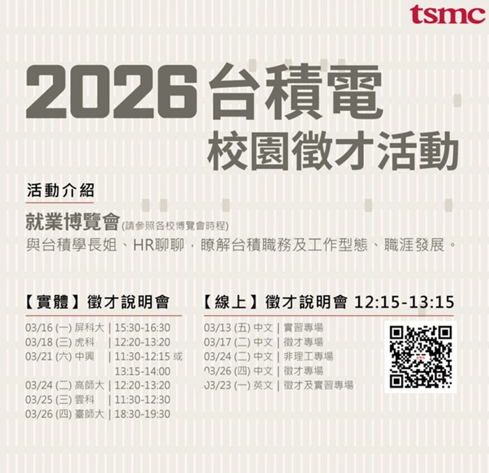 【徵才公告】2026台灣春季校園徵才說明會圖片